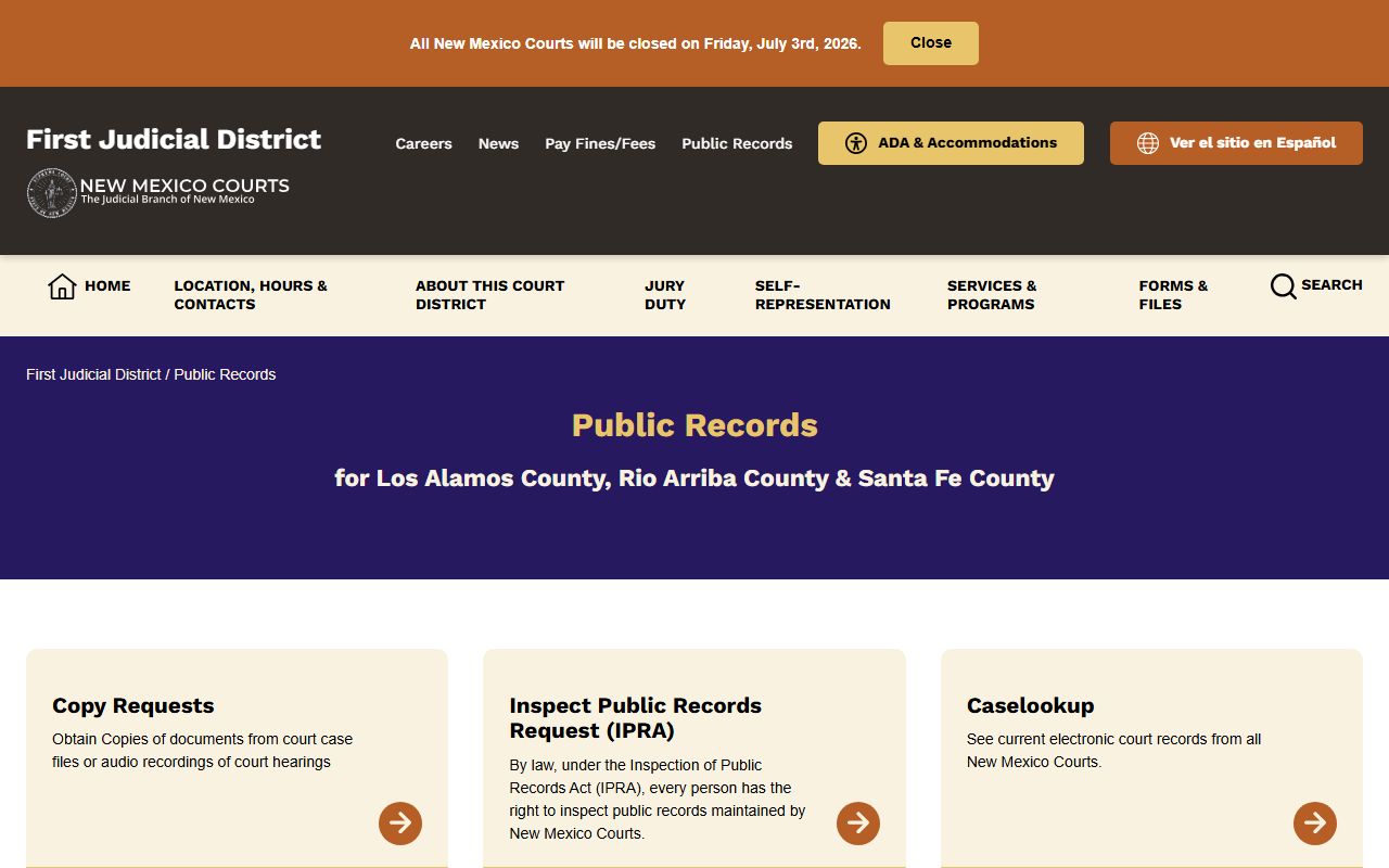 Los Alamos County court records after arrest public records page
